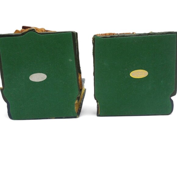 BOOKEND SET Artisan Flair Green and Cream Books Timepieces Design - Picture 10 of 10